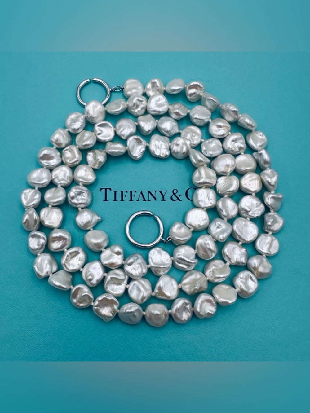 RARE Tiffany & Co. 18K White Gold Baroque Pearl Necklace 34.5” by Picasso w Case
